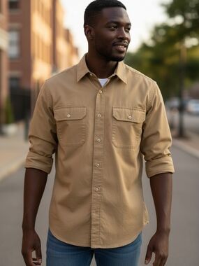Haband Men's Khaki Zap-Down shirt Size XL